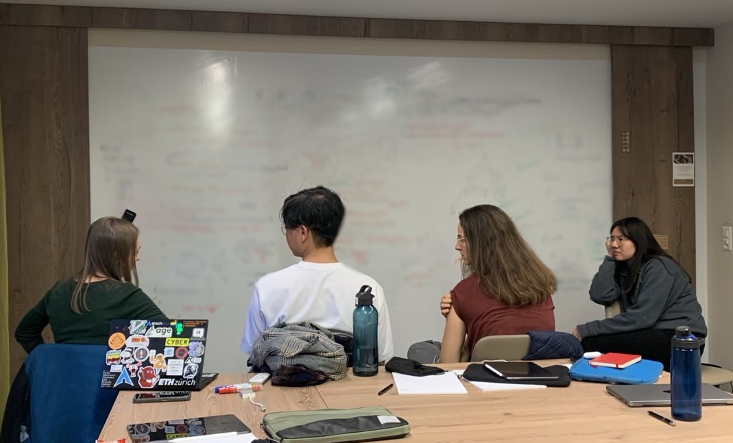 AC group members at a whiteboard.