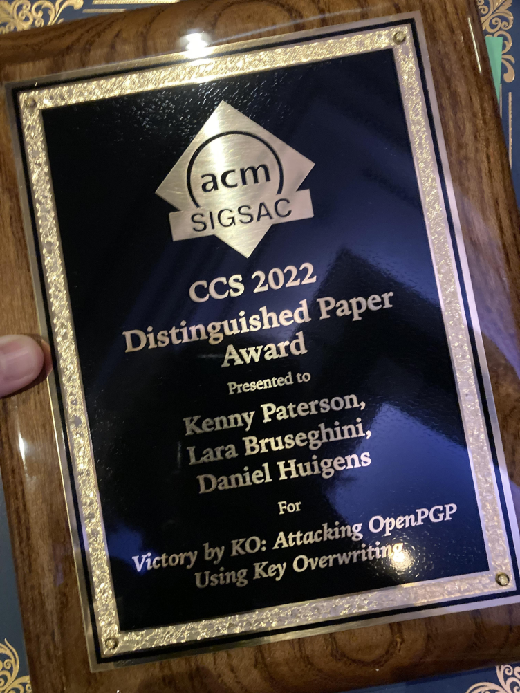 Enlarged view: ACM CCS22 Distinguished Paper Award